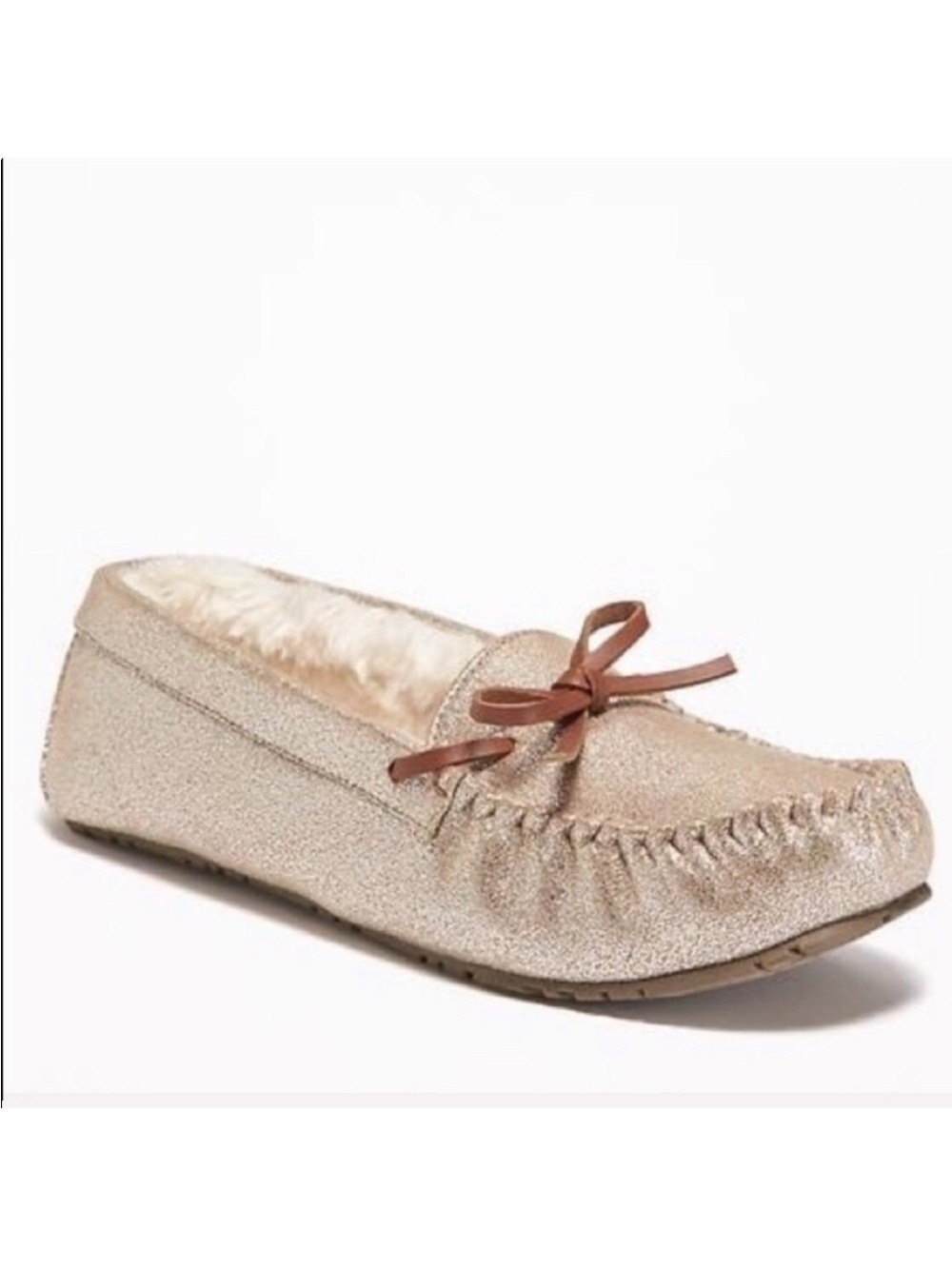 OLD Navy metallic gold faux fur Sherpa lined moccasin size 5